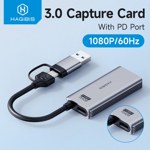 Image of Hagibis USB 3.0 Video Capture Card With 100W PD For Meta Quest 3 iPad HDMI to USB/Type-c Gaming Live Streaming Video Recorder