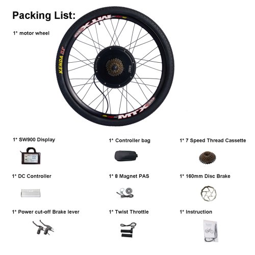 Immagine di Kit di conversione ebike CSC e batteria 48V 26 pollici 27,5 pollici 29 pollici e-bike 48V 1000W 1500W Motore Ruota kit bici senza ingranaggi MTX