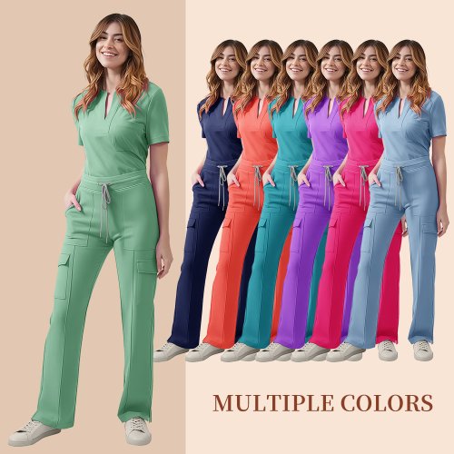 Afbeelding van Stijlvolle Medische Scrubs voor Vrouwen – 2-delig Uniform Set