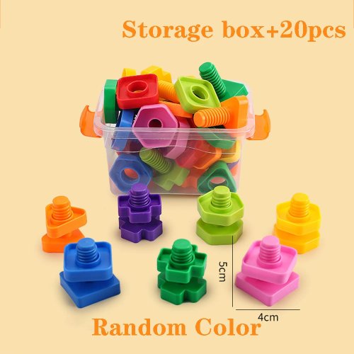 Imagen de Juego Educativo de Bloques de Construcción con Tornillos y Piezas de Mosaico Creativo para Niños - Juguetes de Plástico con Forma de Tuerca