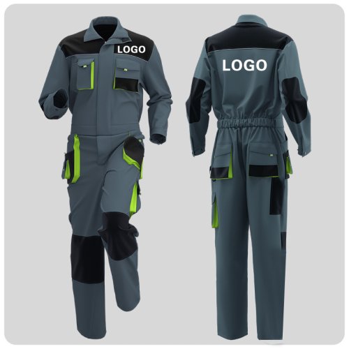 Image of Durable Men's Multi-Pocket Work Coveralls with Custom Logo Print – Ideal for Electricians, Welders, Mechanics, Construction Workers, and Painters