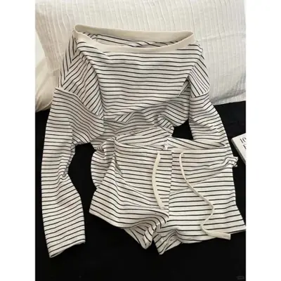 Image de Pyjama Femme Rayé 2 Pièces - Confort Automne 2025