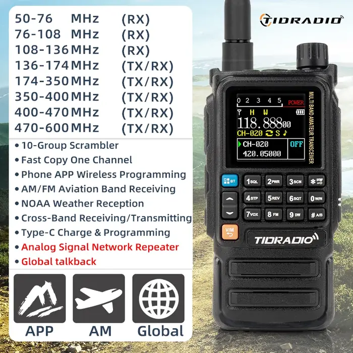 Image de Talkie-Walkie Tidradio H3 Plus - Longue Portée & Bluetooth