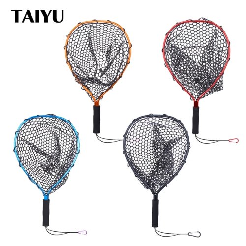 Image of Ultra-Light Aluminum Alloy Fly Fishing Landing Net with Durable Silicone Mesh – Portable Hand Dip Casting Net for Anglers