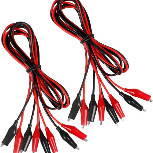 Imagen de 4 pares de pinzas de cocodrilo de 1M, cables de prueba eléctricos y aislados con pinzas de cocodrilo, cables de puente de doble punta para estampado