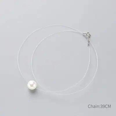 Image de Collier Ras du Cou en Argent Sterling avec Zircone et Perles