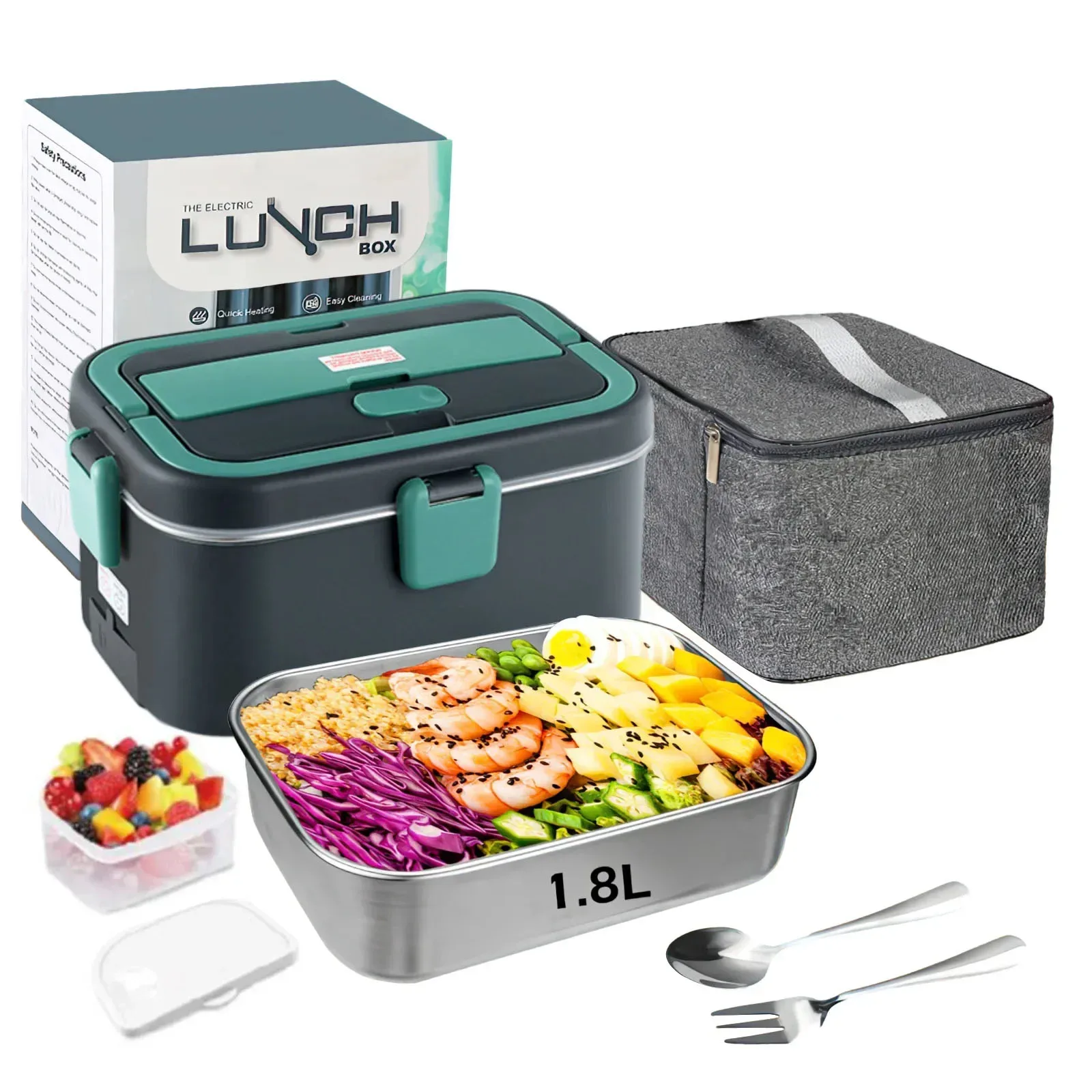 Immagine di Lunch Box Elettrico Portatile 1.8L – Riscaldatore per Alimenti per Auto, Campeggio e Casa