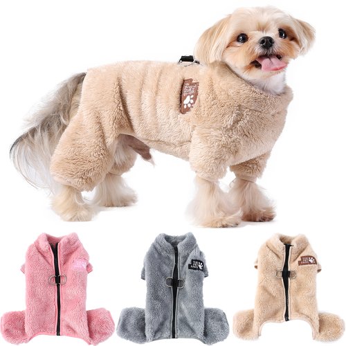Immagine di Cappotto in Peluche per Cani con Copertura Quattro Gambe – Giacca Invernale con Cerniera per Cuccioli e Cani di Piccola e Media Taglia