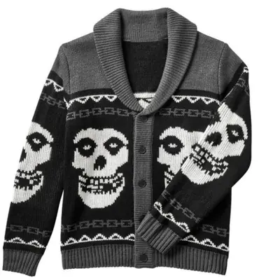 Image de Chandail Cardigan Tête de Crâne - Style Urbain & Mode