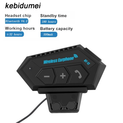 Imagen de Auriculares Bluetooth para casco de motocicleta BT12, Kit de llamada con manos libres, auriculares inalámbricos antiinterferencias para Moto, reproductor de música resistente al agua