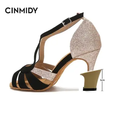 Image de Chaussures de Danse Latine Femme - Satin Élégant & Talons 5-10 cm