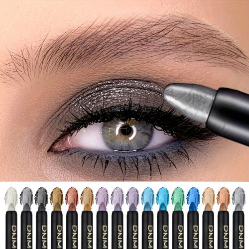 Delineador de Ojos Nacarado en Paleta de 16 Colores: Maquillaje de Ojos Duradero, Impermeable y Sin Manchas con Efecto Brillo Intenso