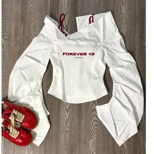 Image de Ensemble 3 pièces Y2K Chic Rouge & Blanc - Mode Coréenne Automne