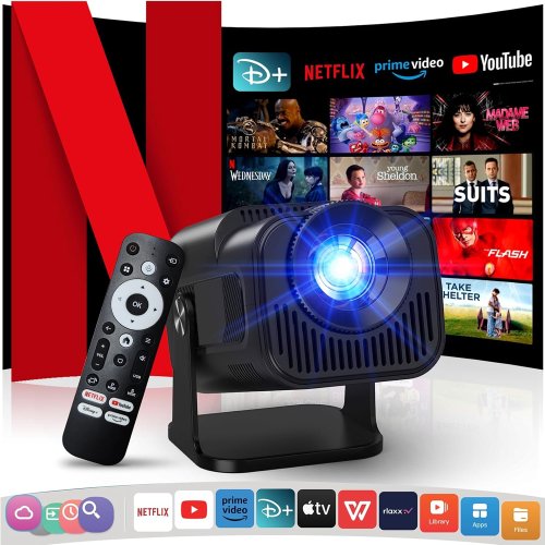 Imagen de Proyector Portátil HY320Mini 4K con Android 11 Nativo, Resolución 1920x1080p, 390 ANSI Lumens, WiFi 6, Bluetooth Dual 5.0, Ideal para Cine en Casa y Entretenimiento Móvil