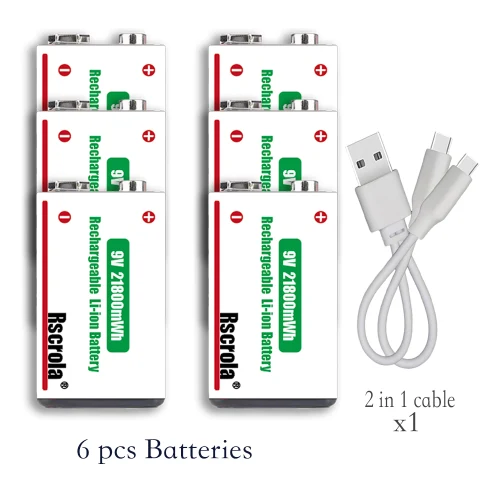6 pz 9v baterías