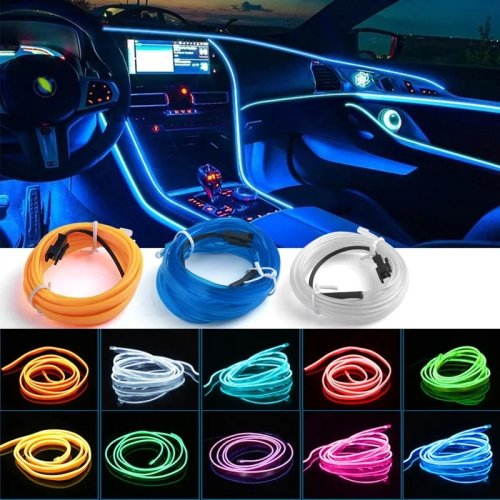 Afbeelding van 1M/3M/5M Auto-interieur Led Decoratieve Lamp EL Bedrading Neon Strip Voor auto Diy Flexibele Omgevingslicht USB Party Sfeer Diode