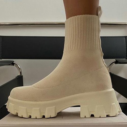 Image of Women Boots 2025 Platform Boots For Autumn Winter Shoes Slip On Platform Shoes Women Ankle Boots White Heels Short Botas Mujer