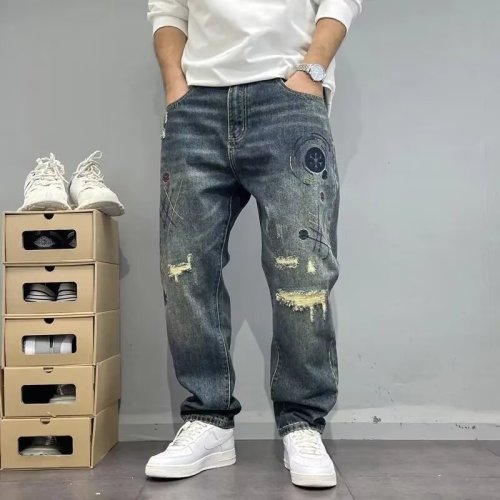 Imagen de Jeans Holgados con Parches y Agujeros - Estilo Vintage para Hombre