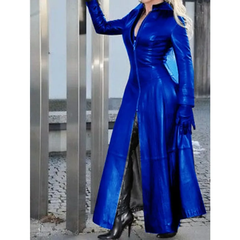 Bild von Eleganter Damen-Trenchcoat aus Kunstleder – Slim Fit mit Reißverschluss