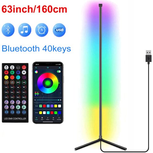 Immagine di Lampada da Terra ad Angolo Tuya Intelligente da 160 cm, Dimmerabile con LED RGB, Illuminazione Moderna per Atmosfera, Compatibile con Alexa, Ideale per Soggiorno, Stanza da Gioco e Camera da Letto