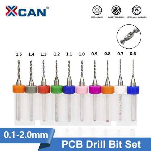 Juego de Brocas para PCB de Carburo XCAN 0.1 mm a 2.0 mm - Herramientas para Mini CNC y Placas de Circuito Impreso