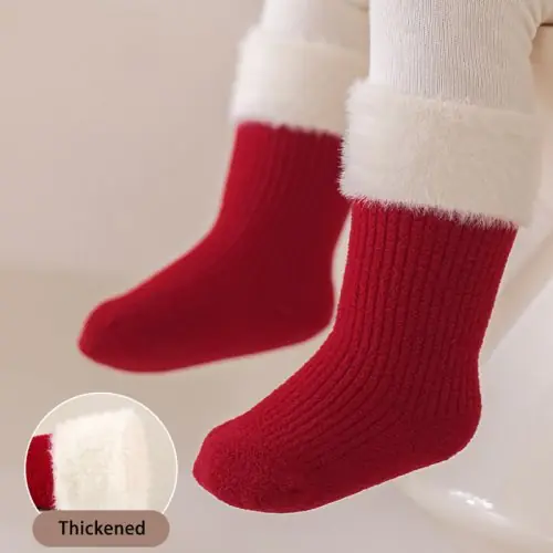 Image de Chaussettes de Noël pour Bébé - Velours Rouge Doux