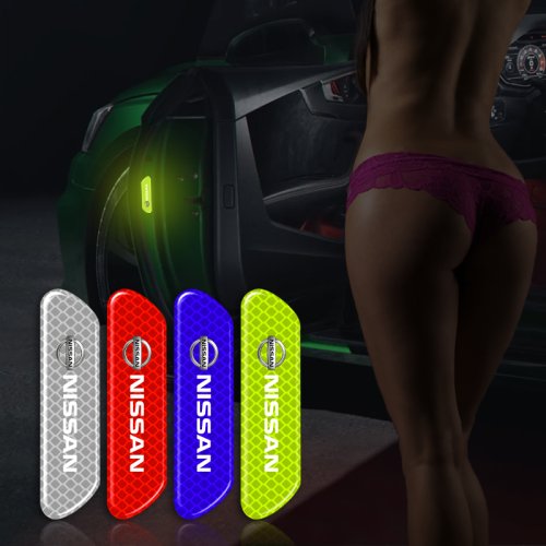Imagen de Pegatina reflectante para puerta de coche, pegatina de advertencia de luz nocturna, accesorios para Nissan Tiida Teana ALTIMA SYLPHY MURANO KICKS QASHQAI GTR