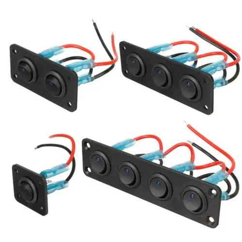 Image de Interrupteur Universel LED Bleu 12V - 1 à 4 Gangs pour Voiture, Bateau, Camion