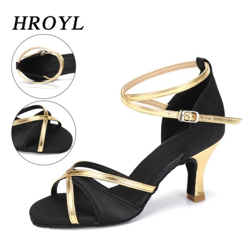 Immagine di Scarpe latine da donna per ballare Scarpe da ballo per donna/ragazza/signora Scarpe da ballo moderne per tango e salsa con tacco medio Sandali da pratica 7 cm
