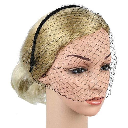Immagine di Velo da Sposa Corto Elegante in Tulle - Fascinator Birdcage