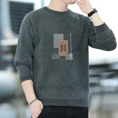 Image de Pull Homme Col Rond Doublé Polaire - Chaud & Épais