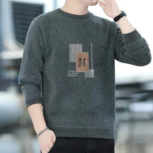 Image de Pull Homme Col Rond Doublé Polaire - Chaud & Épais
