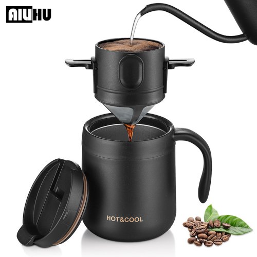 Image of Eco-Friendly 304 Stainless Steel Portable Coffee Dripper Set with Reusable Filter, Travel Mug, and Tea Infuser – Perfect for On-the-Go Brewing