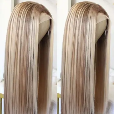 Image de Perruque Lace Front Synthétique Blonde 24 Pouces