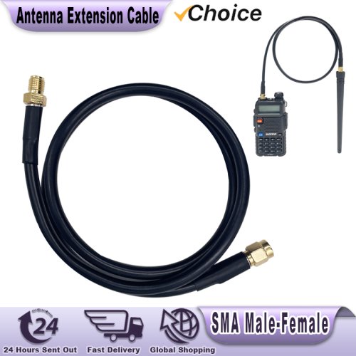 Afbeelding van 50 cm, 60 cm en 100 cm Antenne Verlengkabel met SMA Manchet en Vrouwelijke Aansluiting voor Baofeng UV-5R, UV-9R, UV-82 en Andere Walkie Talkies