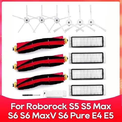 Imagen de Kit de Repuesto Original para Aspiradora Xiaomi Roborock S5 Max, S6 Pure, E4, E5, S6 MaxV: Cepillo de Rodillo, Filtro HEPA y Paño de Mopa – Accesorios Compatibles para Limpieza Eficiente