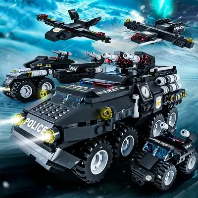 Image de Blocs de Construction 6 en 1 - Véhicules Militaires & Police