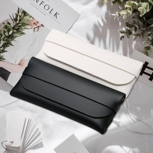 Imagen de Estuches para Gafas de Cuero Suave y Elegante en Blanco y Negro, Bolsas Protectoras para Gafas, Accesorios de Viaje para Hombres y Mujeres con Diseño Clásico y Moderno