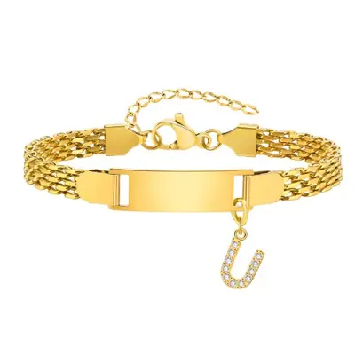 Image de Bracelet personnalisé avec nom gravé - Bijou élégant pour femmes et filles