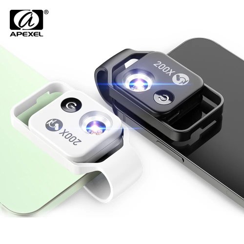 Bild von Apexel 200x Taschenmikroskop-Objektiv mit CPL-Filter und LED-Licht – Mini-Mikro-Makro-Objektiv für iPhone 15, 14, 13, Samsung und alle Smartphones