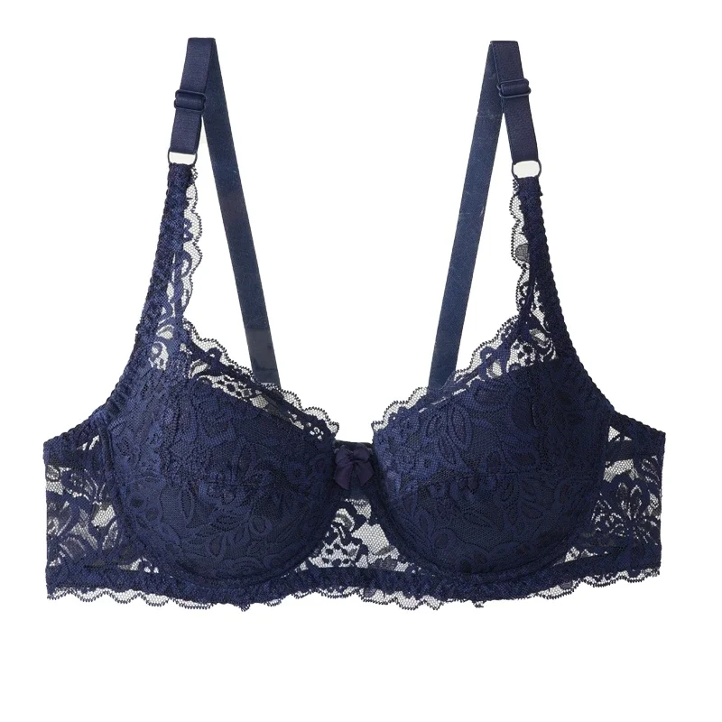 Afbeelding van Vrouwen Sexy Kant Dunne Beha met Beugel Plus Size Traditionele Kanten Beha Verzamelen Stalen Ring Borst 36-42 C/D Cup Ondergoed