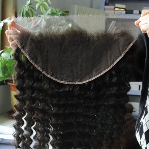 Afbeelding van Braziliaanse Maagdelijke Haar Extensions met Transparante Kant
