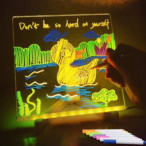 Nachrichtentafel aus Acryl mit LED-Leuchten, löschbares USB-Zeichenbrett für Kinder, CIY für Geburtstagsgeschenke, Bar-Werbetafeln