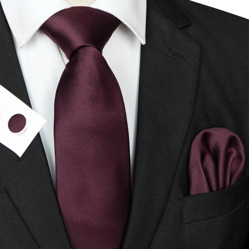 Imagen de Corbatas de poliéster liso de 30 colores de estilo para hombre, gemelos cuadrados de bolsillo, acces...