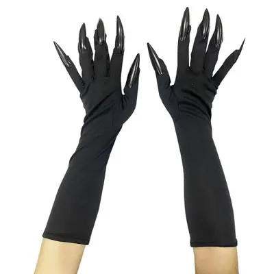 Image de Gants Longs Noirs Spandex - Style Fantôme pour Cosplay & Halloween