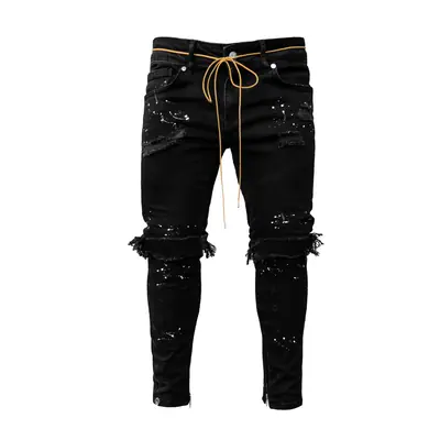 Image de Jean Slim Homme en Denim - Coupe Crayon avec Fermeture Éclair