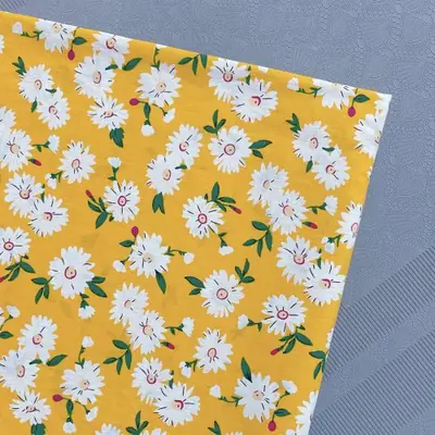 Image de Tissu Coton Floral Printemps-Été - Petite Marguerite