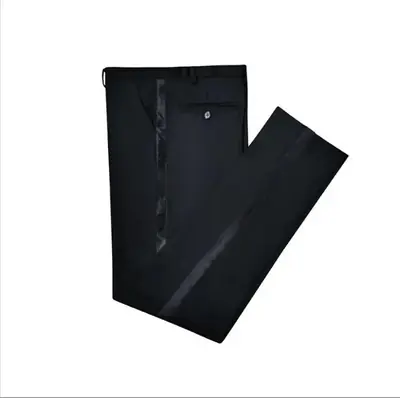 Image de Pantalon Noir Homme Rayures Satinées - Coupe Cintrée Élégante