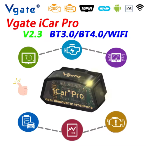 Immagine di Vgate iCar Pro Elm327 V2.3 OBD2 - Strumento Diagnostico Auto con WiFi e Bluetooth 4.0 per iOS, Scanner OBD2 Automatico, Compatibile con Tutti i Veicoli Moderni