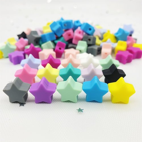 Afbeelding van 50 stuks mini ster siliconen kralen voor baby bijtring DIY ketting – veilig tandjes speelgoed van voedselveilige siliconen